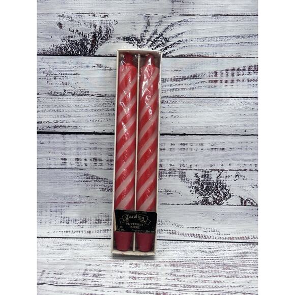 (2) Vintage Pair CANDY CANE Taper Spiral Twist Christmas Candles - JAPAN 10" NEW - Picture 1 of 4